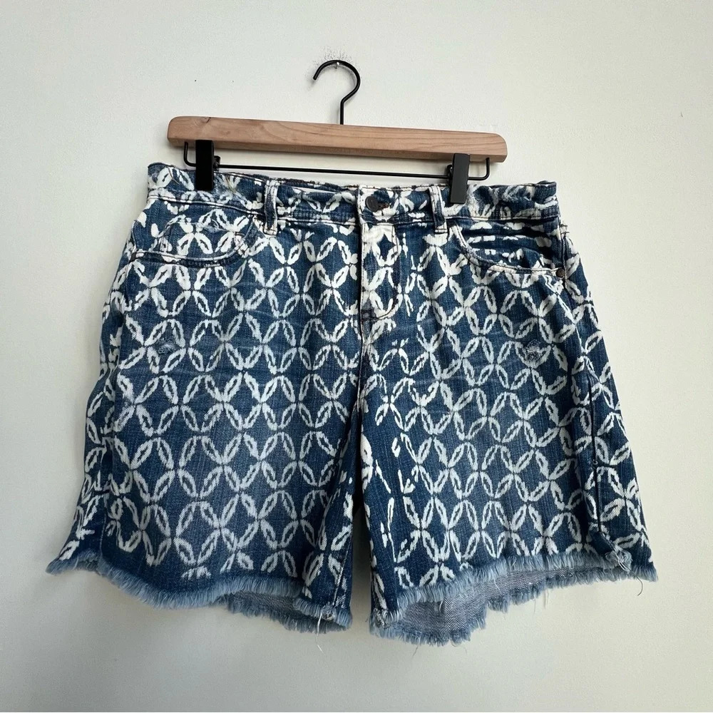 Anthropologie Pilcro & the letterpress bleach dye Hyphen denim jean shorts 90s - Picture 2 of 15